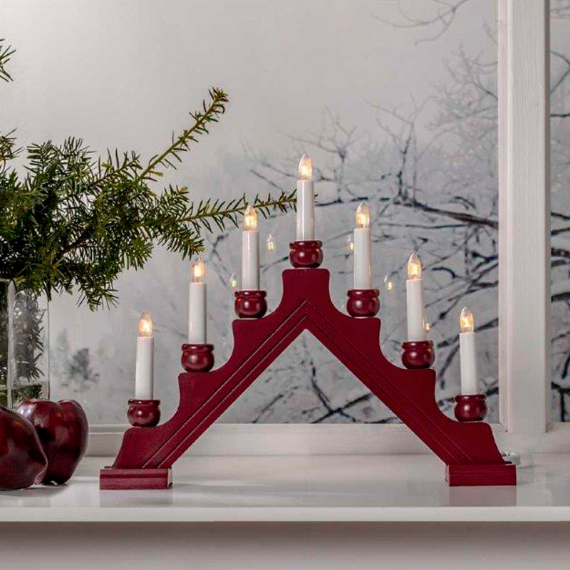 

Горка рождественская Lampirida Ингрид 7 свечей, цвет красный