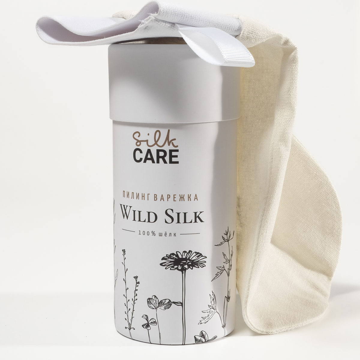 Варежка для пилинга шелковая Silk Care Wild Silk гель скраб для лица увлажняющий малина смородина овсянка 150мл