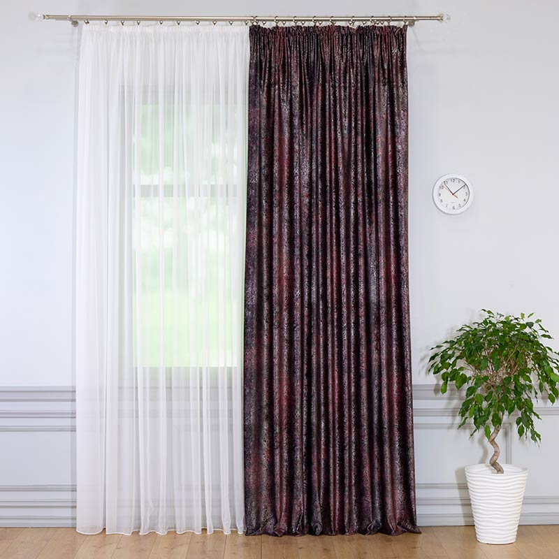 

Штора готовая Pikamo 280x200см, цвет бордовый, Красный