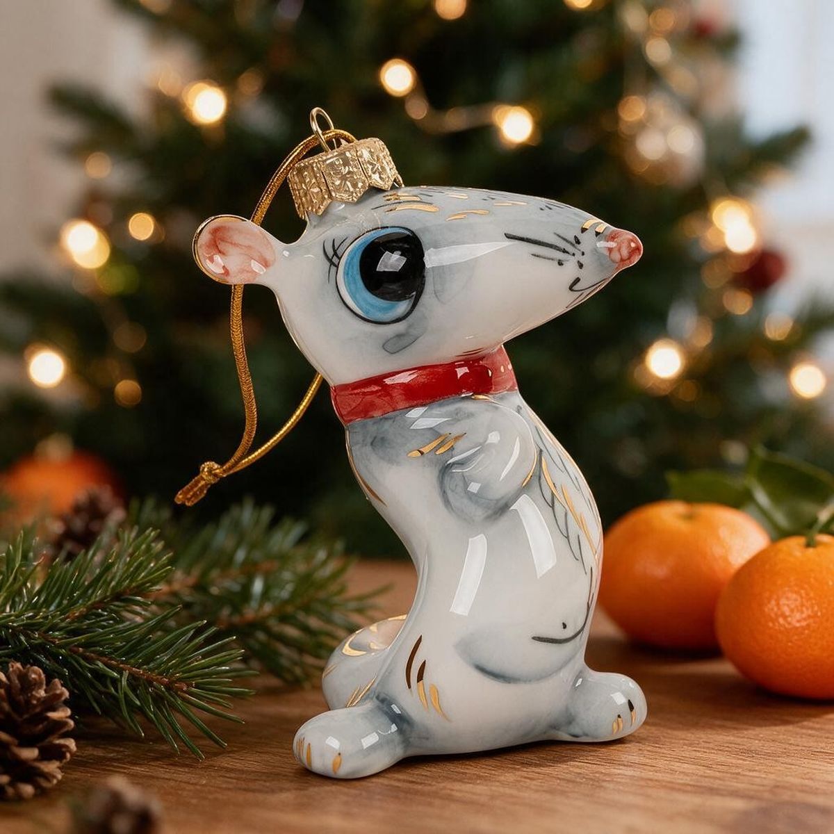 Елочная игрушка Лефортовский фарфор Крыска