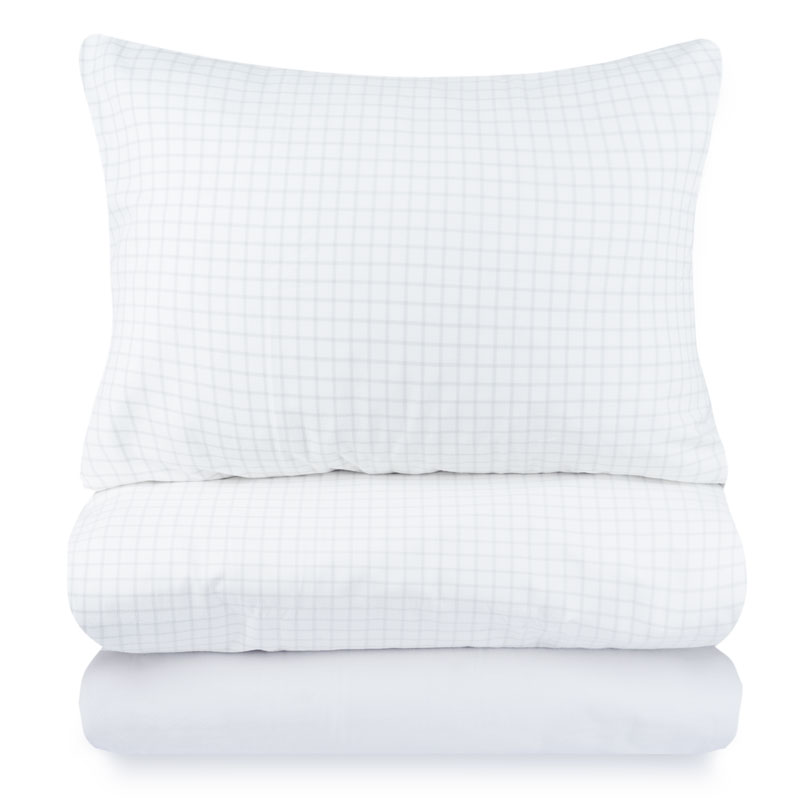 

Комплект постельного белья евро Lameirinho Flannel, бело-серая клетка, Белый;серый