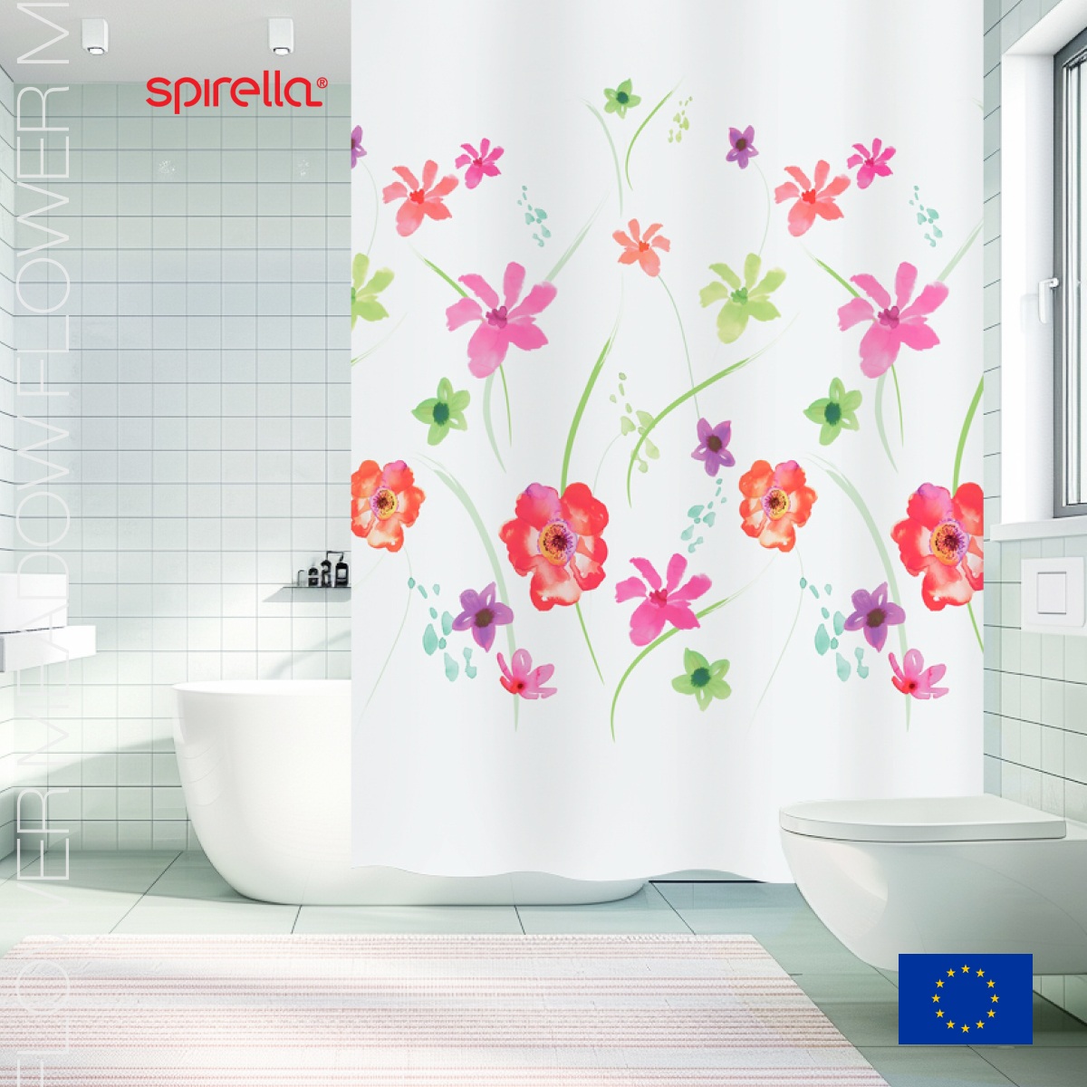 Штора для ванной комнаты Spirella Flower Meadow Red