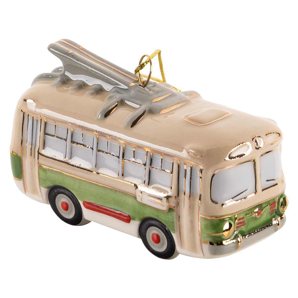 

Елочная игрушка Фарфоровая мануфактура Ретро Троллейбус