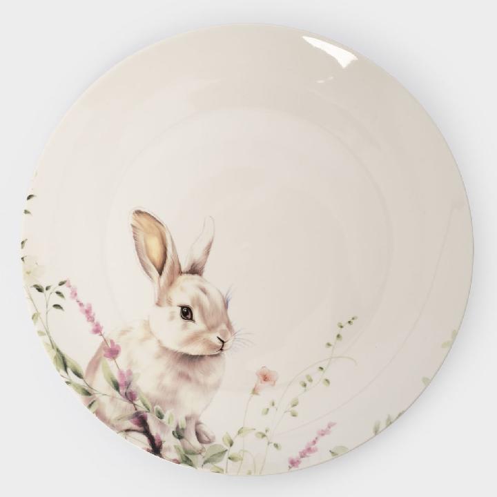 Тарелка обеденная Anna Lafarg Пасха Золотая Кролик в цветах