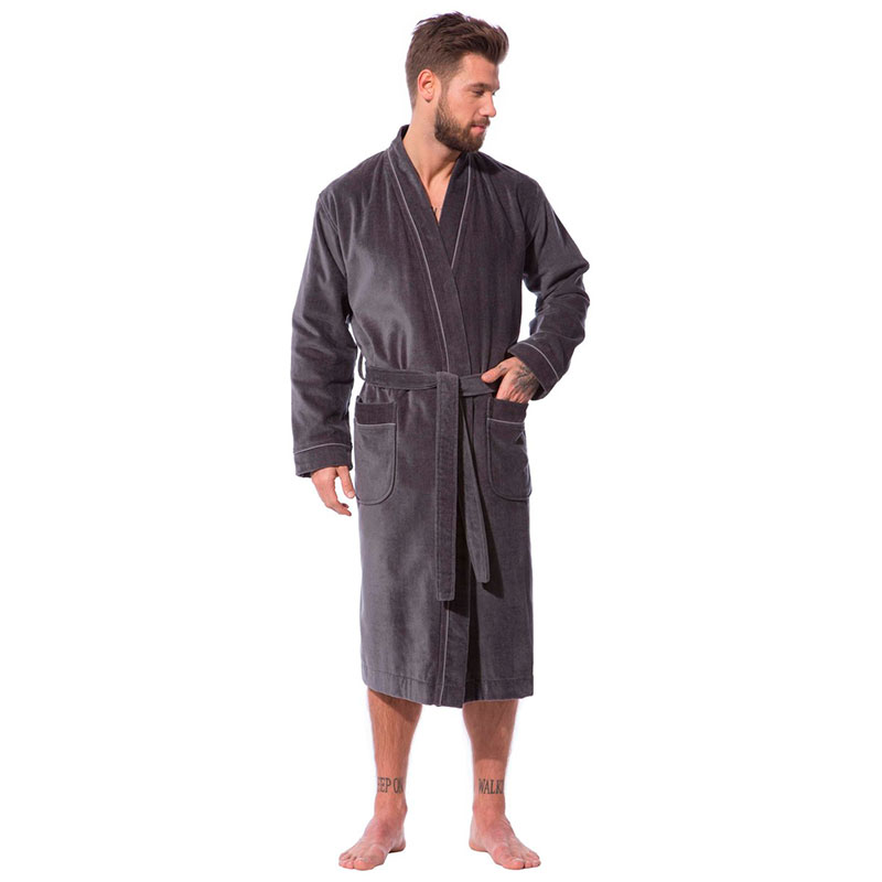 Халат мужской Morgenstern Lou размер M, черный халат мужской asil sauna kimono brown xl вафельный