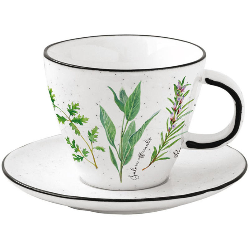 Чашка с блюдцем Easy Life Herbarium кпб herbarium серый р евро