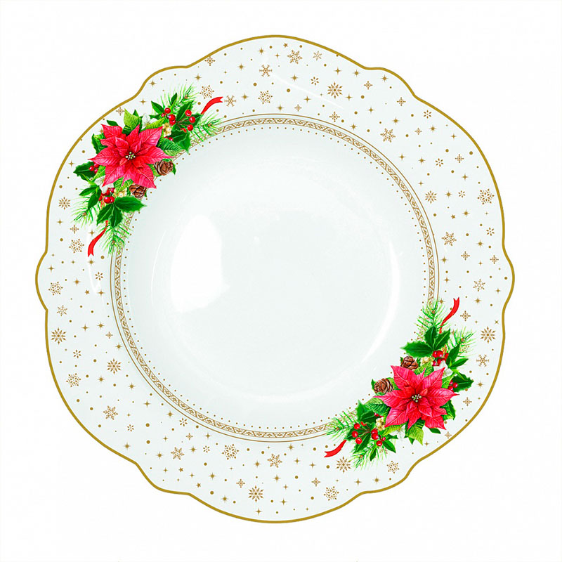 

Тарелка суповая 23см Easy Life Poinsettia, Белый;зеленый;красный