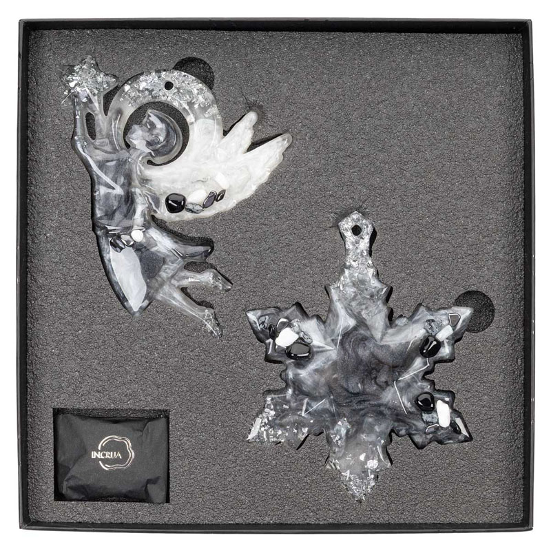 

Набор елочных игрушек из обсидиана Incrua Ангел и Звезда