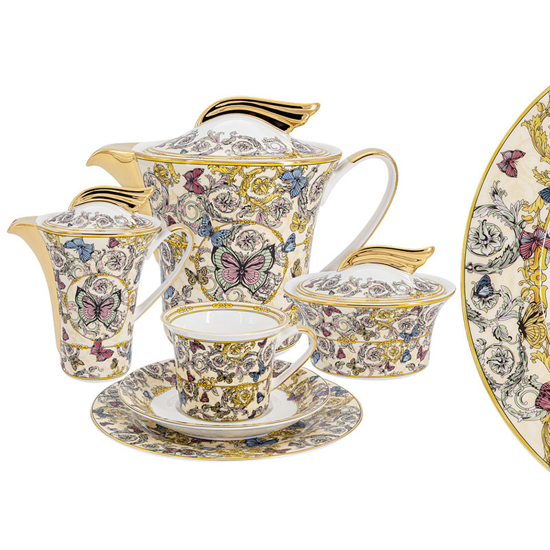 Сервиз чайный Royal Crown Бабочки 21 предмет на 6 персон Royal Crown RC9-21TS-665H, цвет разноцветный