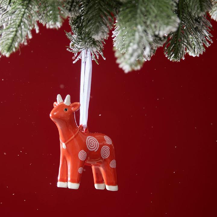 Елочная игрушка Tkano New Year Essential Символ года огненно-красного цвета