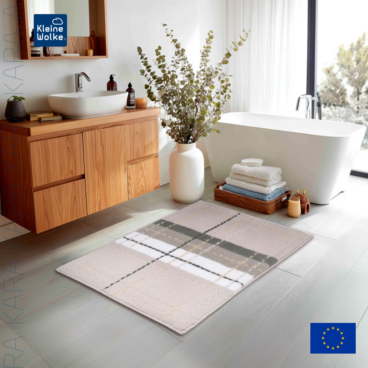 

Коврик для ванной комнаты Kleine Wolke Kara 70x120см, цвет светло-серый