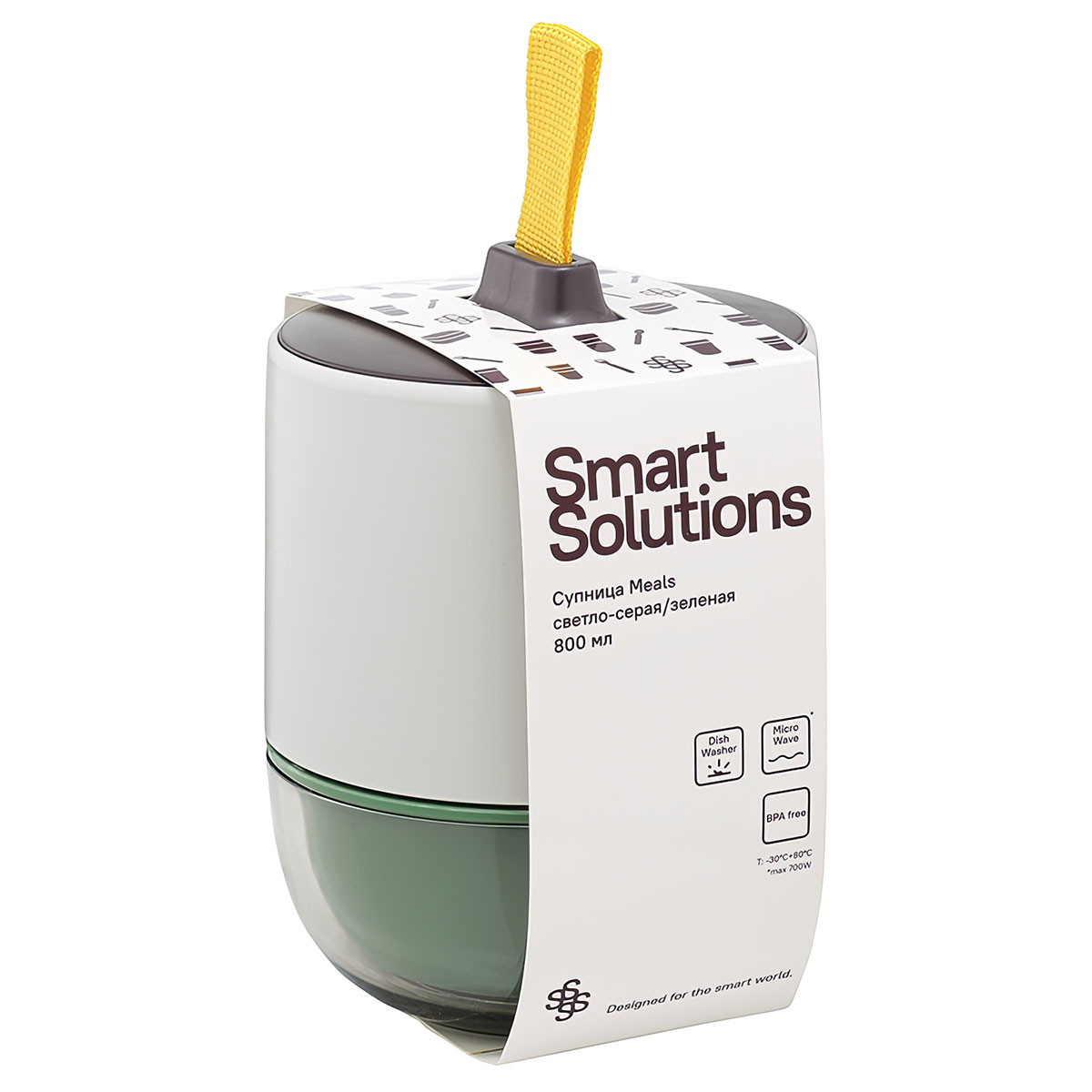 Ланч-бокс Smart Solutions Meals, серый с зеленым Smart Solutions SS-TR-ABS-GRN-800, цвет зеленый - фото 5