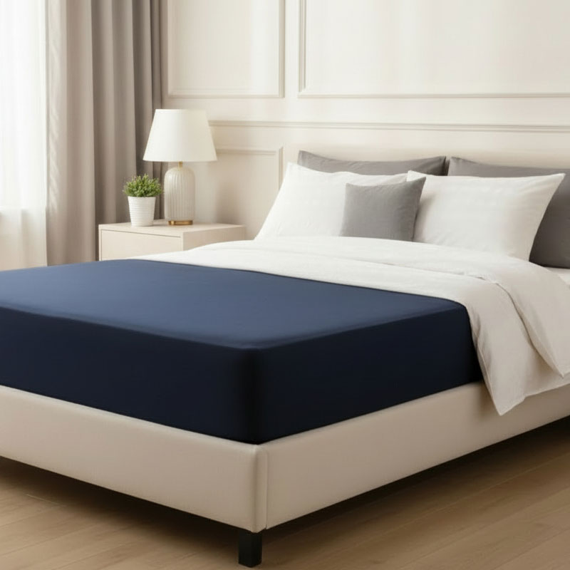 Простыня натяжная 2-спальная Pappel Comfort цвет темно-синий 6940₽