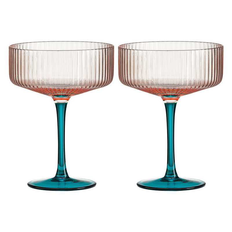 Набор бокалов для коктейля Pozzi Milano 1876 Modern Classic 250мл, 2шт розовый и зеленый