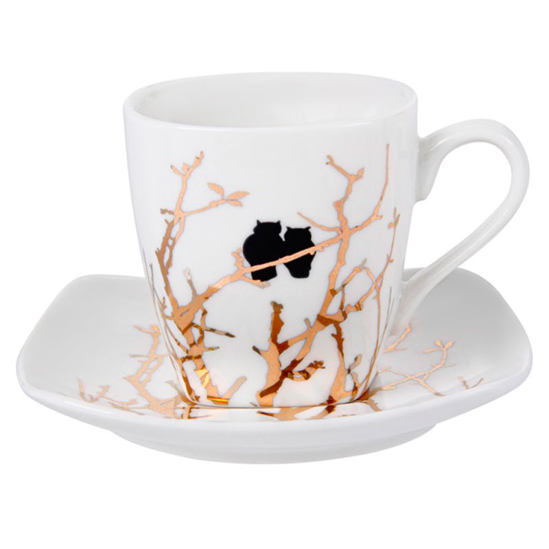Чашка кофейная с блюдцем Elen Dekor Золотые совушки Elen Dekor 924-657