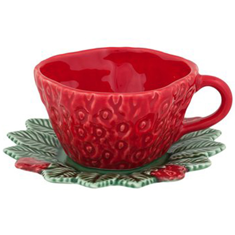 Кофейная чашка с блюдцем Bordallo Pinheiro Strawberries 300мл Bordallo Pinheiro 65019015, цвет зеленый