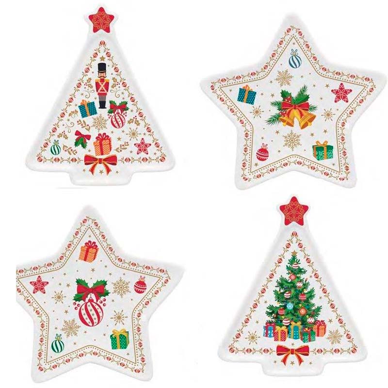 

Набор блюдец для чайных пакетиков Easy Life Christmas Ornaments, 4шт, Красный;белый