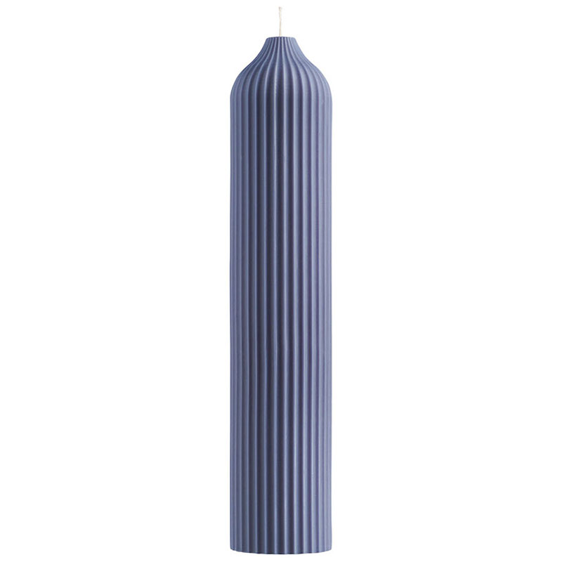 свеча античная коническая h300 мм синий с серебром 2 шт Свеча декоративная Tkano Edge 25,5см, цвет синий