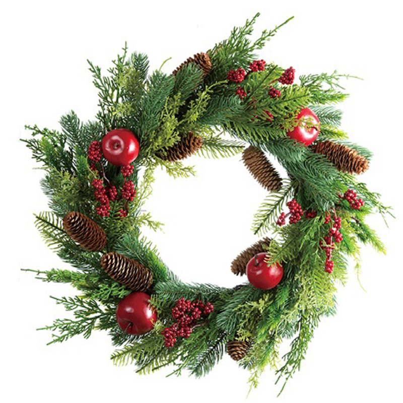 Венок с шишками и яблоками Hogewoning Wreath 50см Hogewoning 261235-061, цвет зеленый
