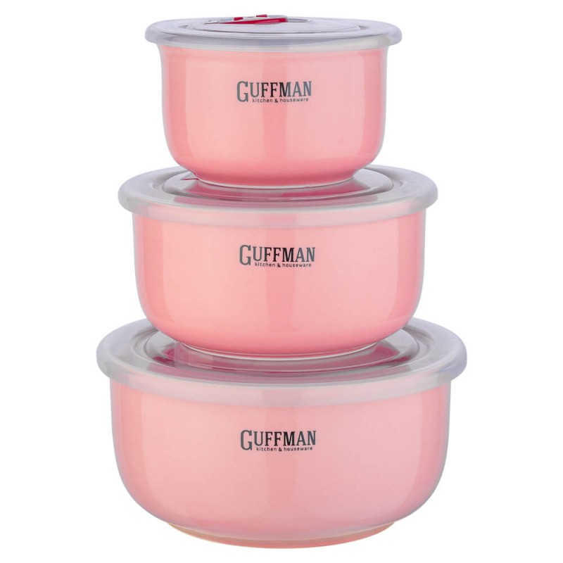 Набор контейнеров Guffman с вакуумной крышкой 3шт, розовый