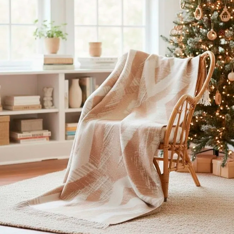 

Плед 200x220см Pappel Scotch Jacquard, белый с бежевым