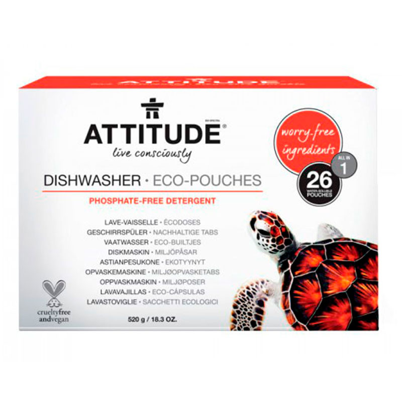 Таблетки Attitude для посудомоечных машин, 26шт Attitude 53227, цвет белый