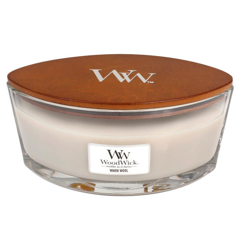 

Аромасвеча Woodwick эллипс Теплая шерсть, Серый