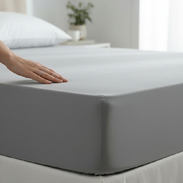 Простыня натяжная 2-спальная Pappel Comfort, цвет теплый серый