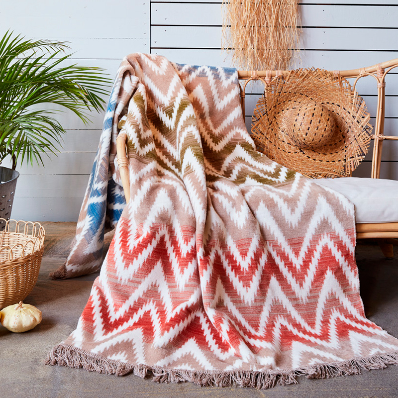 

Плед 200x220см Pappel Cotton, красный с бежевым