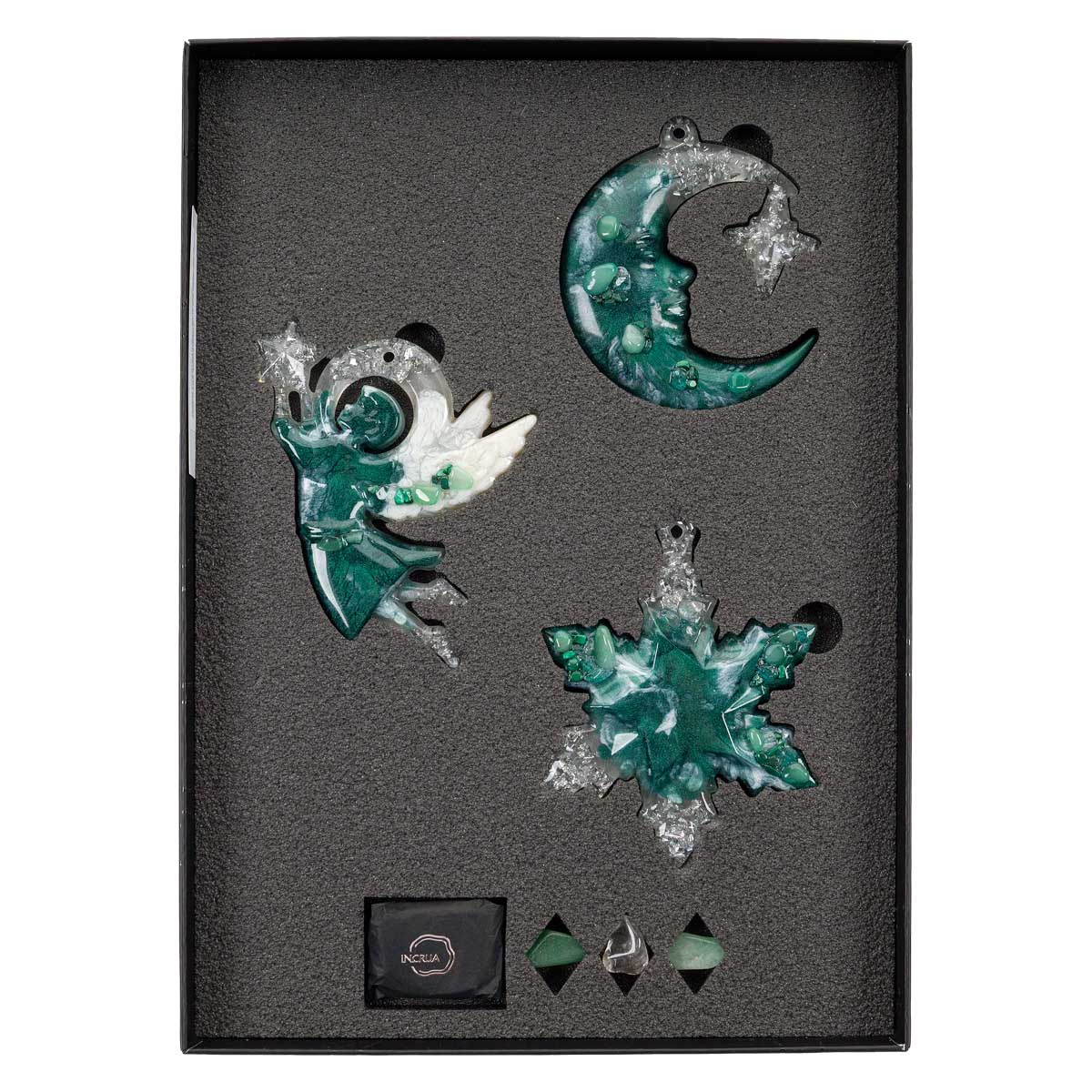 

Набор елочных игрушек из авантюрина Incrua Полумесяц, Звезда, Ангел