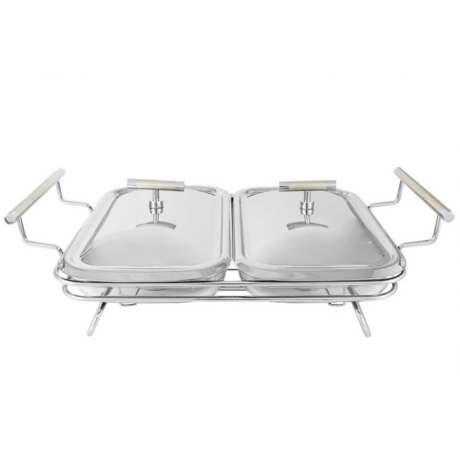 

Блюдо с подогревом 2 секции Regent Silverware Перле 47x31x18см, Серебряный;прозрачный