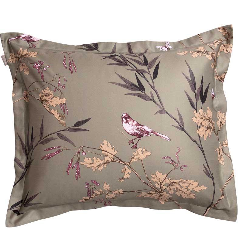 

Наволочка Gant Home Birdfield 50x70см, цвет оливковый, Серый;бежевый