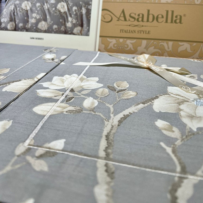 Комплект постельного белья евро Anabella Asabella, цветы на светло-сером Anabella Asabella 1696-6 - фото 7