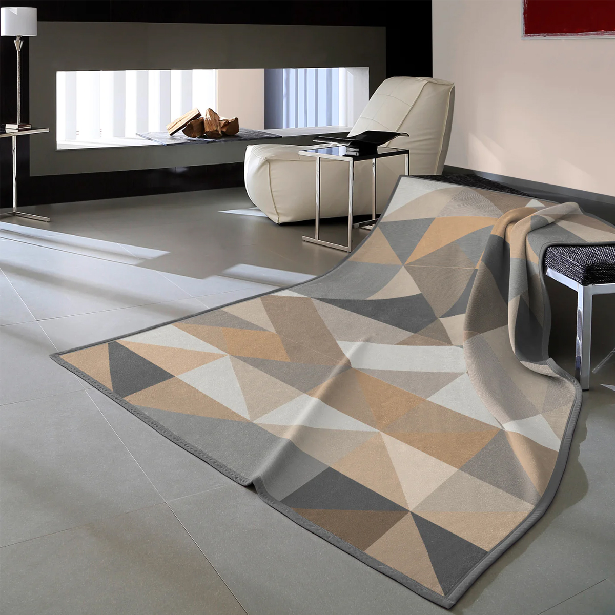 плед тедди hudson park collection gray Плед Biederlack Italian Collection Composition Stone