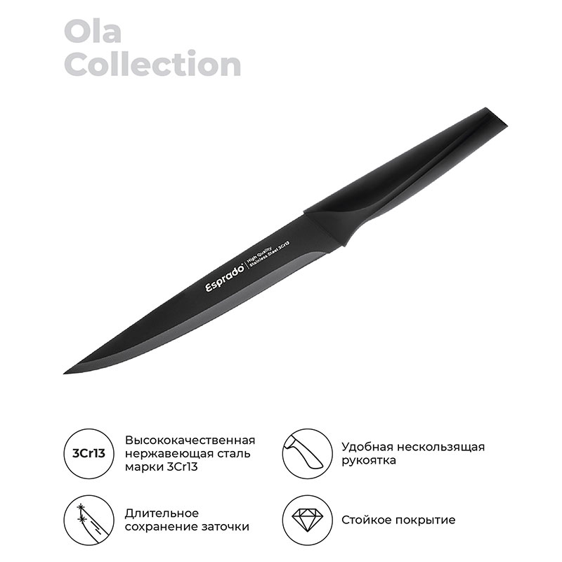 Нож для нарезки Esprado Ola Esprado OLASNBE502, цвет черный - фото 2