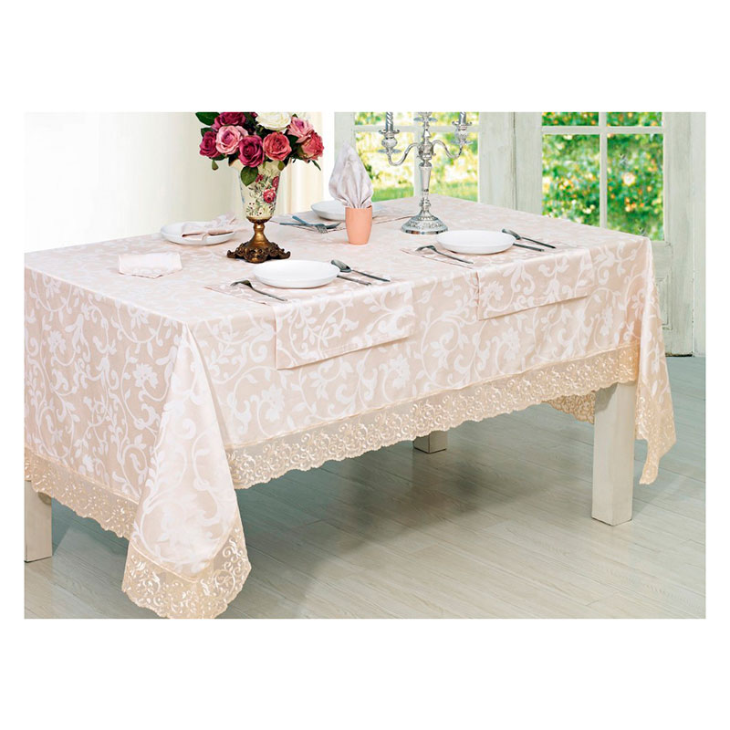 

Скатерть с гипюром Anabella Asabella 160x260см, слоновая кость