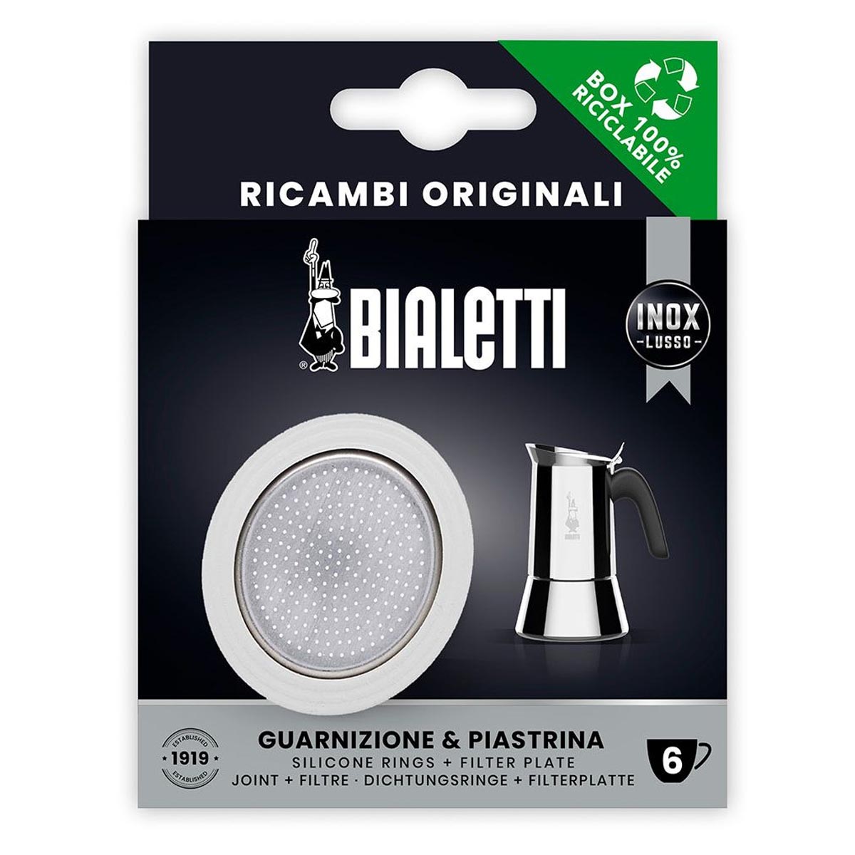 

Комплект Bialetti фильтр и уплотнитель для стальных кофеварок на 6 порций