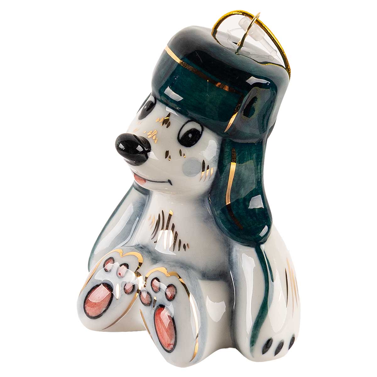 

Елочная игрушка Лефортовский фарфор Умка Медвежонок в зеленой шапке