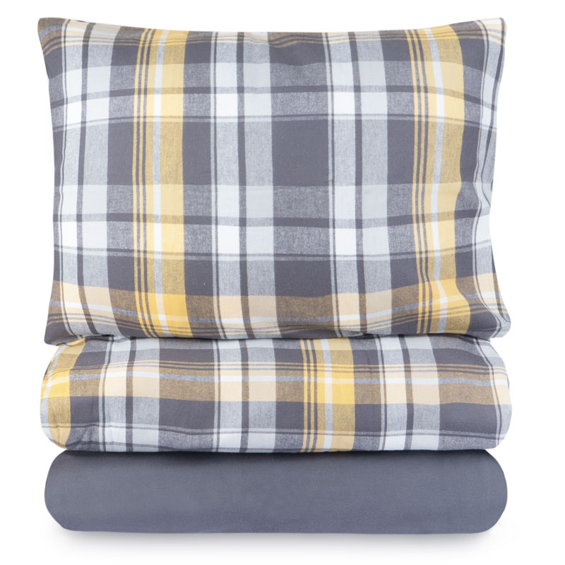 

Комплект постельного белья евро Lameirinho Flannel, черно-желтая клетка, Черный;желтый