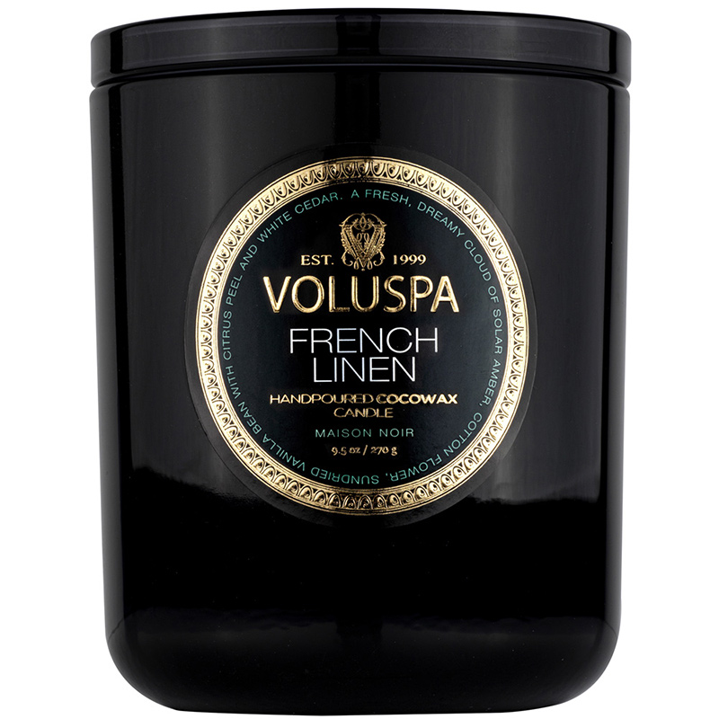 

Аромасвеча Voluspa Французский лен с крышкой-подставкой в подарочной коробке