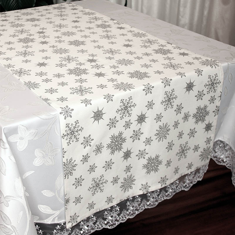 

Дорожка столовая "Снежинка серая" 50x150, Белый