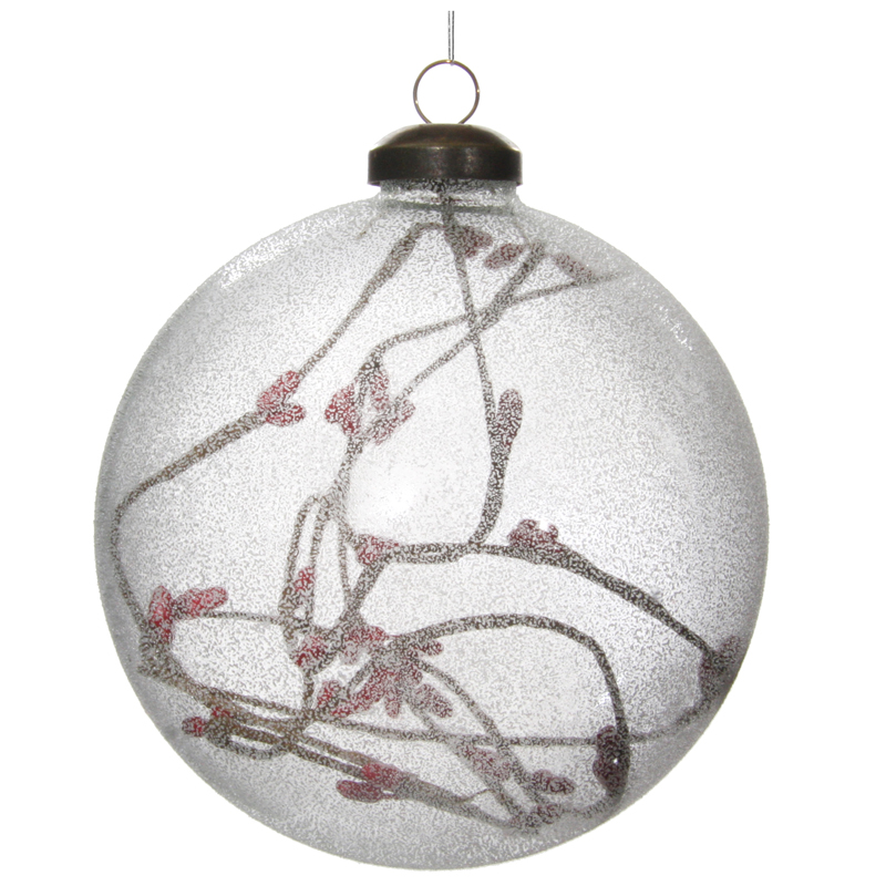 

Елочное украшение Shishi Шар 10см Ягоды, Прозрачный;белый