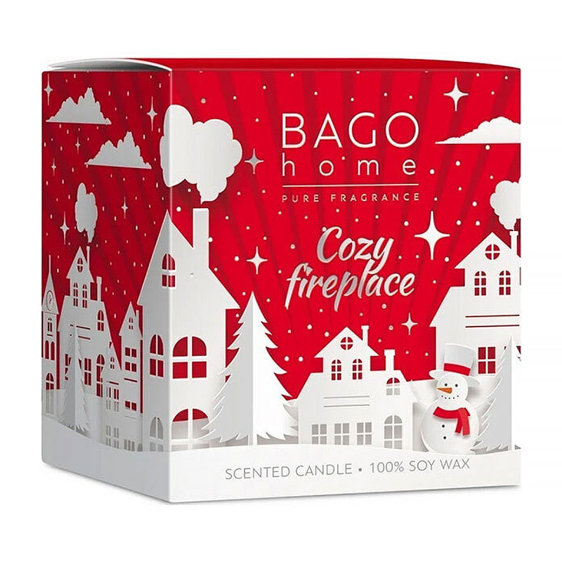 Свеча ароматическая BAGO home Новогодняя коллекция. Вечер у камина BAGO home BNY0302, цвет белый - фото 2
