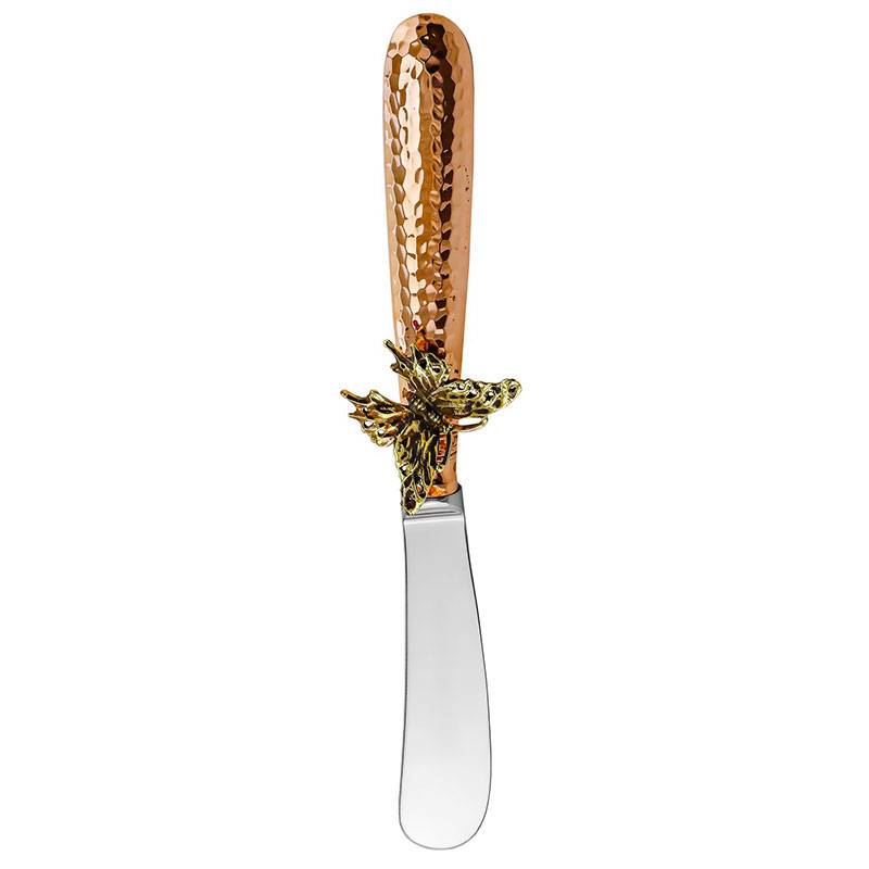 Нож для масла Кольчугинский мельхиор Бабочки медный кованый с чернью подставка под турку кольчугинский мельхиор бабочки