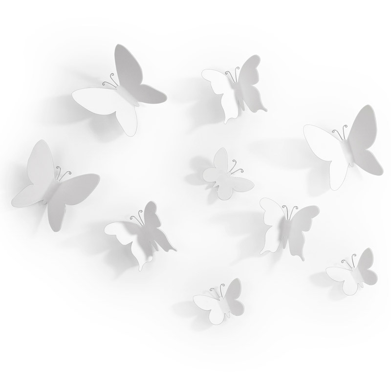 Декор настенный Umbra Mariposa белые бабочки, 9 элементов