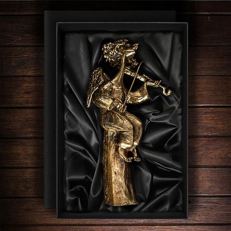 Статуэтка Город Подарков Ангел со скрипкой в подарочной коробке Город Подарков 13000552, цвет золотистый - фото 6