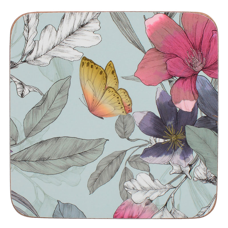 Набор подставок под горячее Creative Tops Butterfly Floral 10,5x10,5см, 6шт Creative Tops C000298, цвет разноцветный - фото 1