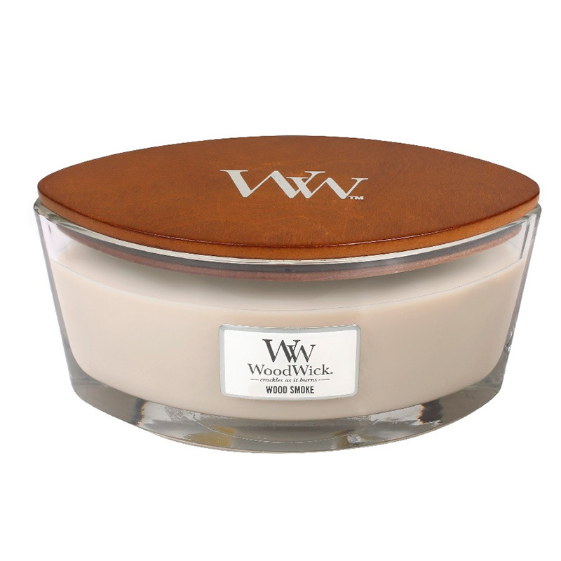 

Свеча эллипс Woodwick Древесный дым, Серый