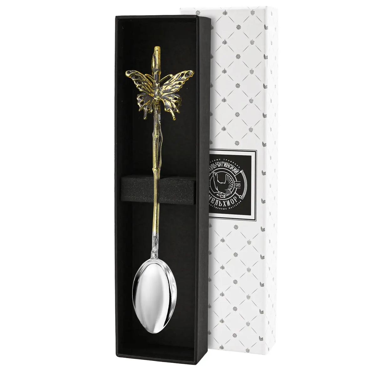 Ложка для кофе Кольчугинский Мельхиор Летний сад Бабочка