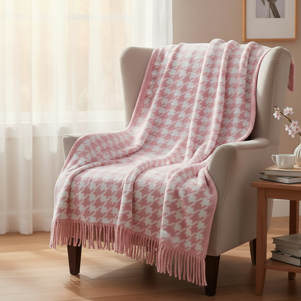 Плед 150x200см Pappel Scotch Jacquard, розовый